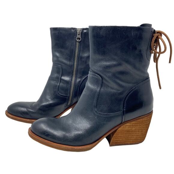 Kork-Ease Cherna Leather Lace Up Boots Booties In Black Women’s Size 6.5 - Picture 1 of 10